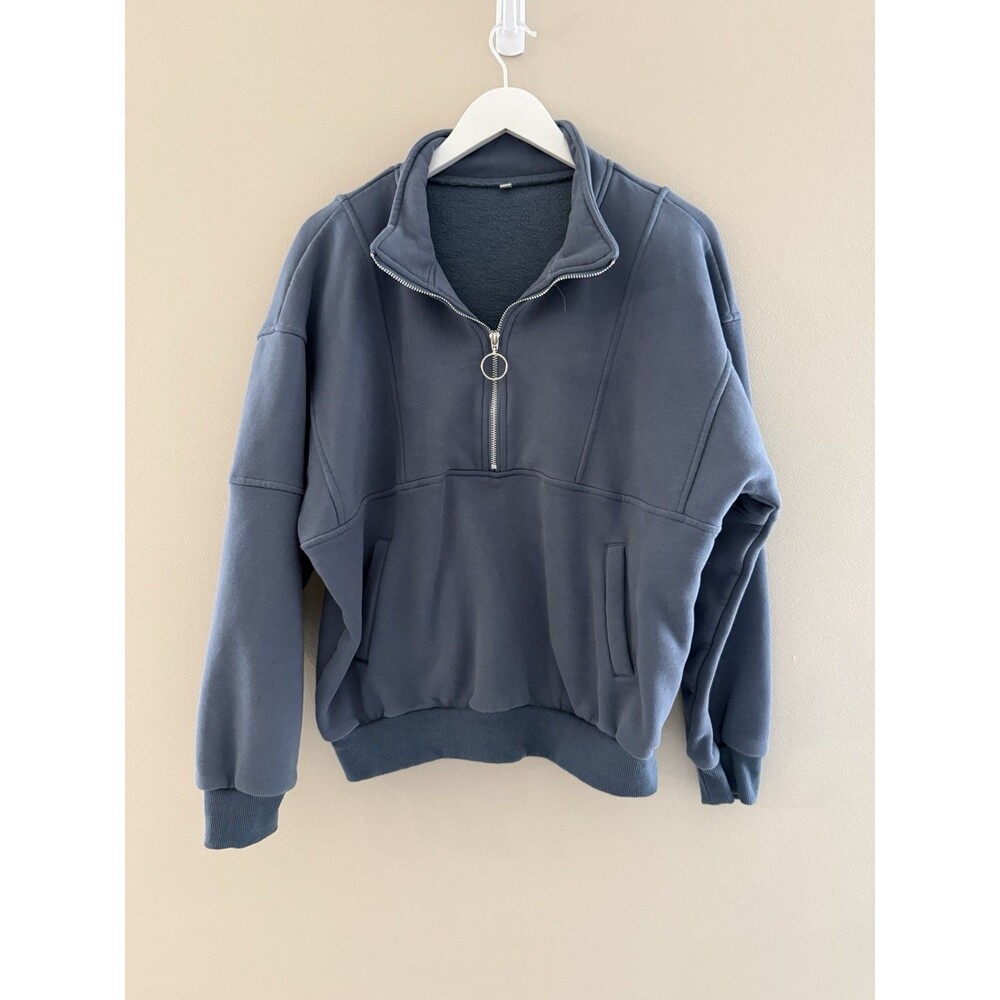 ANRABESS Women's Oversized Half Zip Fleece Sweatshirts Quarter Zip Large